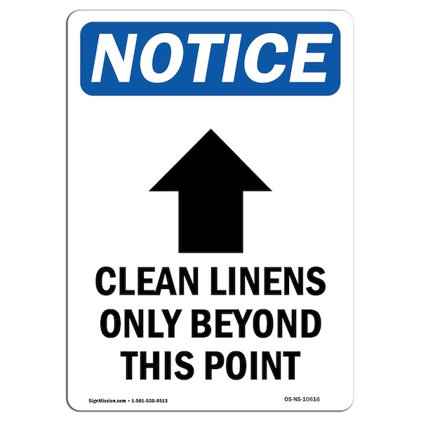 Safety Sign, OSHA Notice, 5" Height, Clean Linens Only Sign With Symbol, Portrait, 10PK